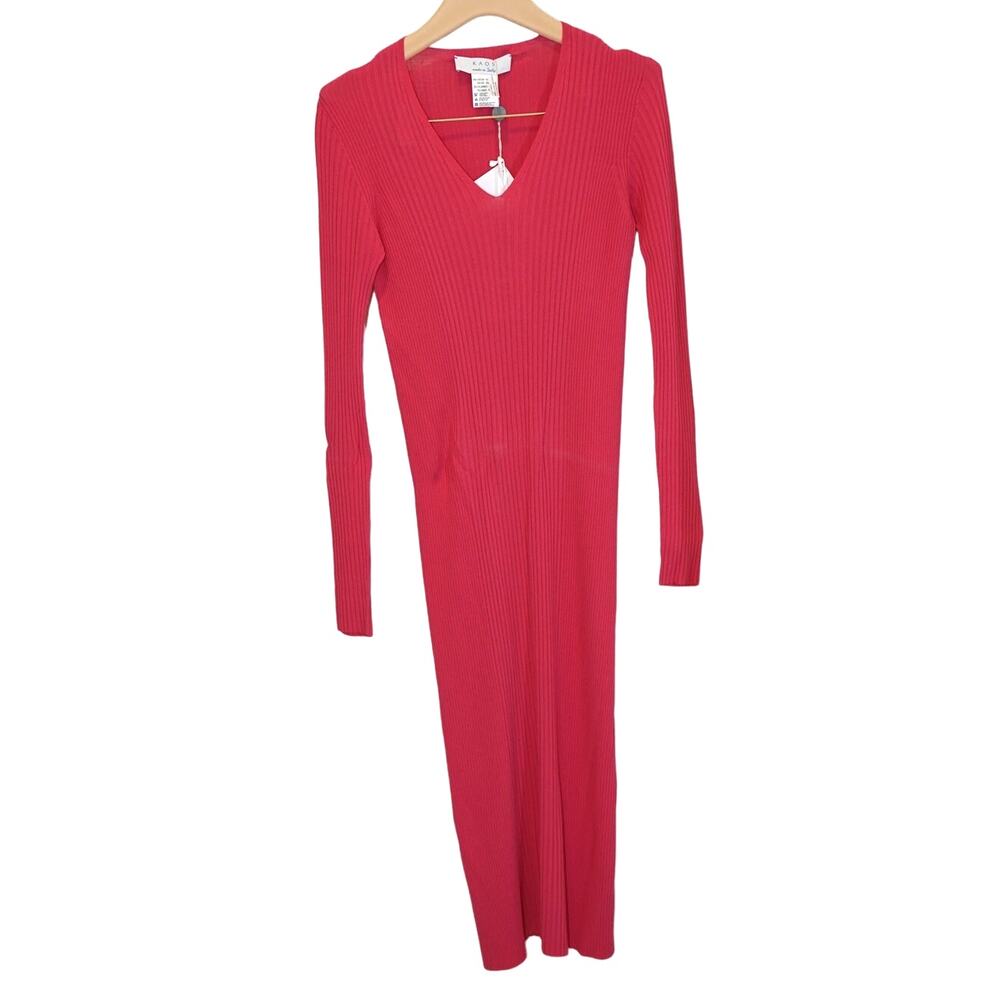 Kaos - NWT Long Sleeve V-Neck Midi Lightweight Sweater Dress in Pink / Size S